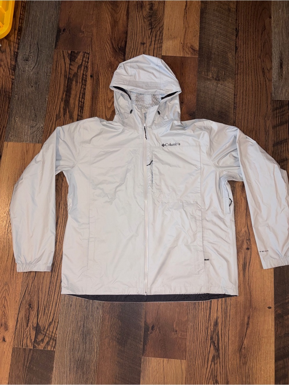 Columbia Light Gray Hooded Shell Jacket with Geometric Interior